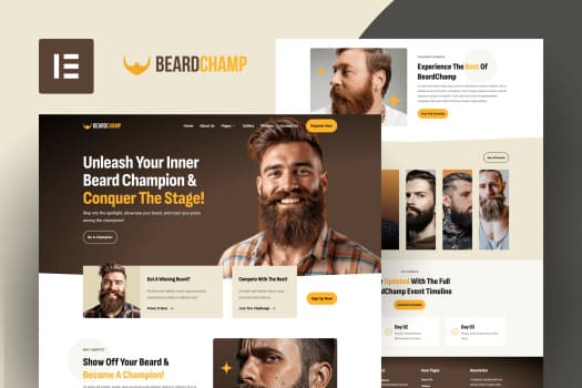 BeardChamp , Beard & Mustache Competition, Elementor Template Kit