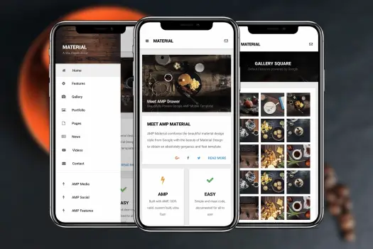 AMP Material Mobile | Google AMP Mobile Template | HTML Template