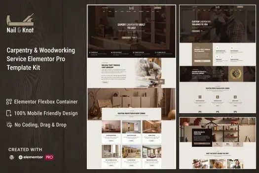 Nail&Knot – Carpentry & Woodworking Service Elementor Pro Template Kit