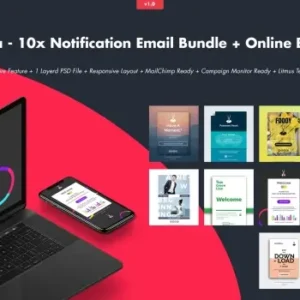 Guapa – 10x Notification Email Bundle + Builder | Email Templates
