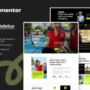 Adelux – Padel Club & Community Elementor Template Kit
